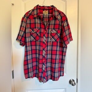 Buffalo Jackson Red and Blue Plaid short sleeve button down Shirt